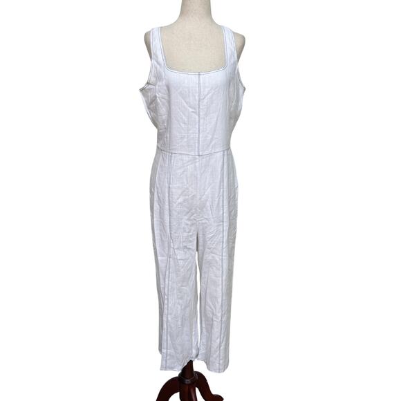 Sugarlips Pants - SUGARLIPS Women's Sleeveless Linen Jumpsuit Size M In White